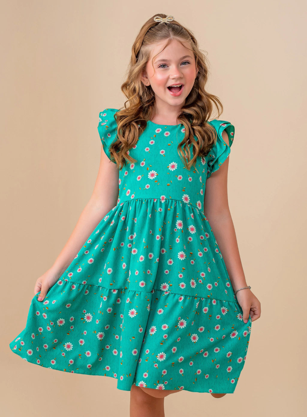 Vestido Vitória Verde Florzinhas