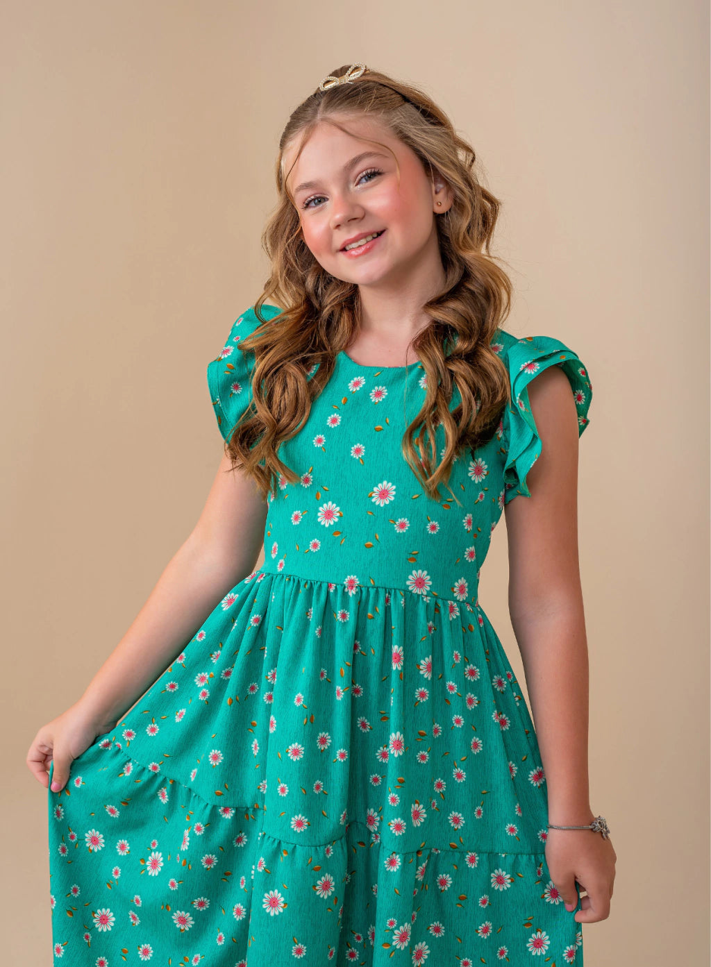 Vestido Vitória Verde Florzinhas