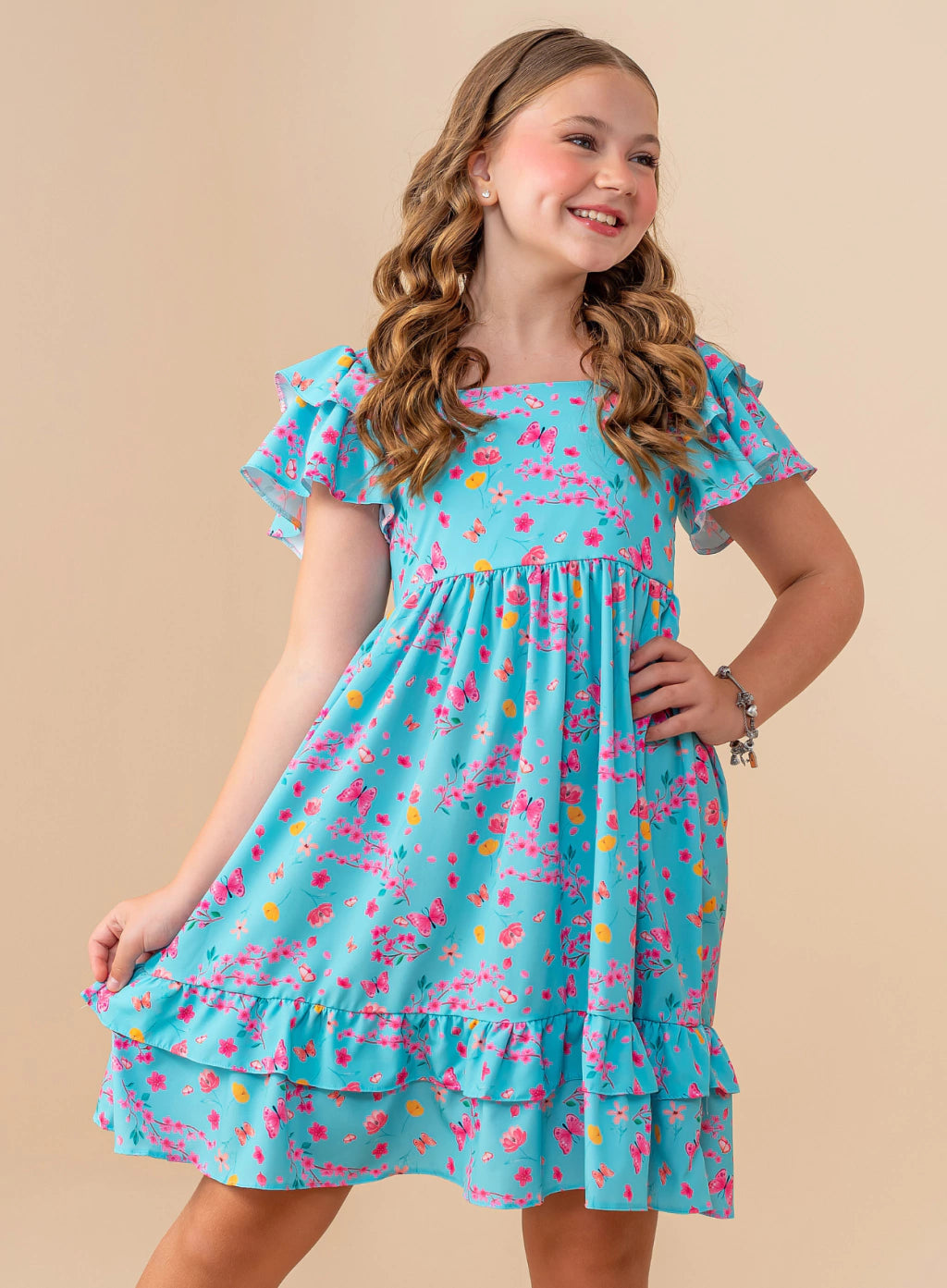 Vestido Eloá Jardim Verde Água