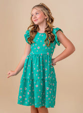 Vestido Vitória Verde Florzinhas