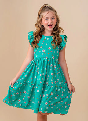 Vestido Vitória Verde Florzinhas