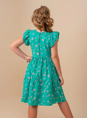 Vestido Vitória Verde Florzinhas