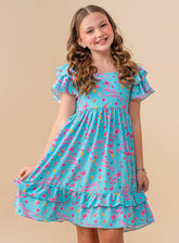 Vestido Eloá Jardim Verde Água