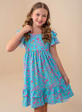 Vestido Eloá Jardim Verde Água