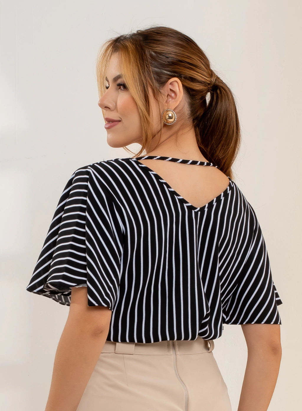 Blusa Lu Preto Listrado